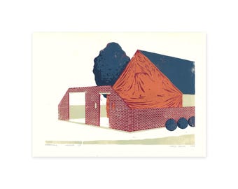 Verbouwing - linocut print