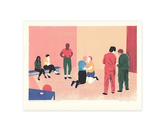 De repetitie - original linocut