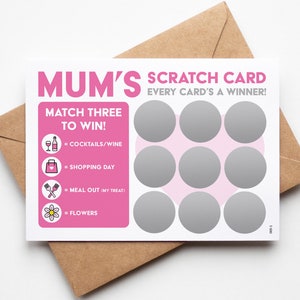 Gifts for Mum, Mums Scratch Card, Mothers Day, Mums Birthday, Mum Christmas Presents, Birthday Gift for Mum, Surprise Gift, Best Mum