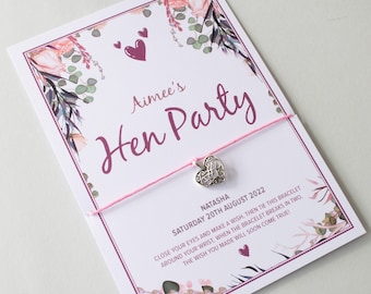 Personalized Hen Party Wish Bracelet: Silver Heart Charm