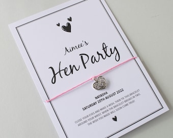 Personalized Hen Party Wish Bracelet: Tibetan Silver Heart Charm