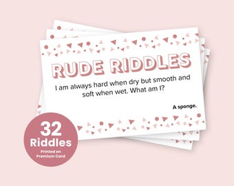 Rude Riddles, Hen Party Games, Game for Your Bridal Shower, Bachelorette Party Weekend, Hen Party Accessories, 16 Pack of Dirty Fun Cards