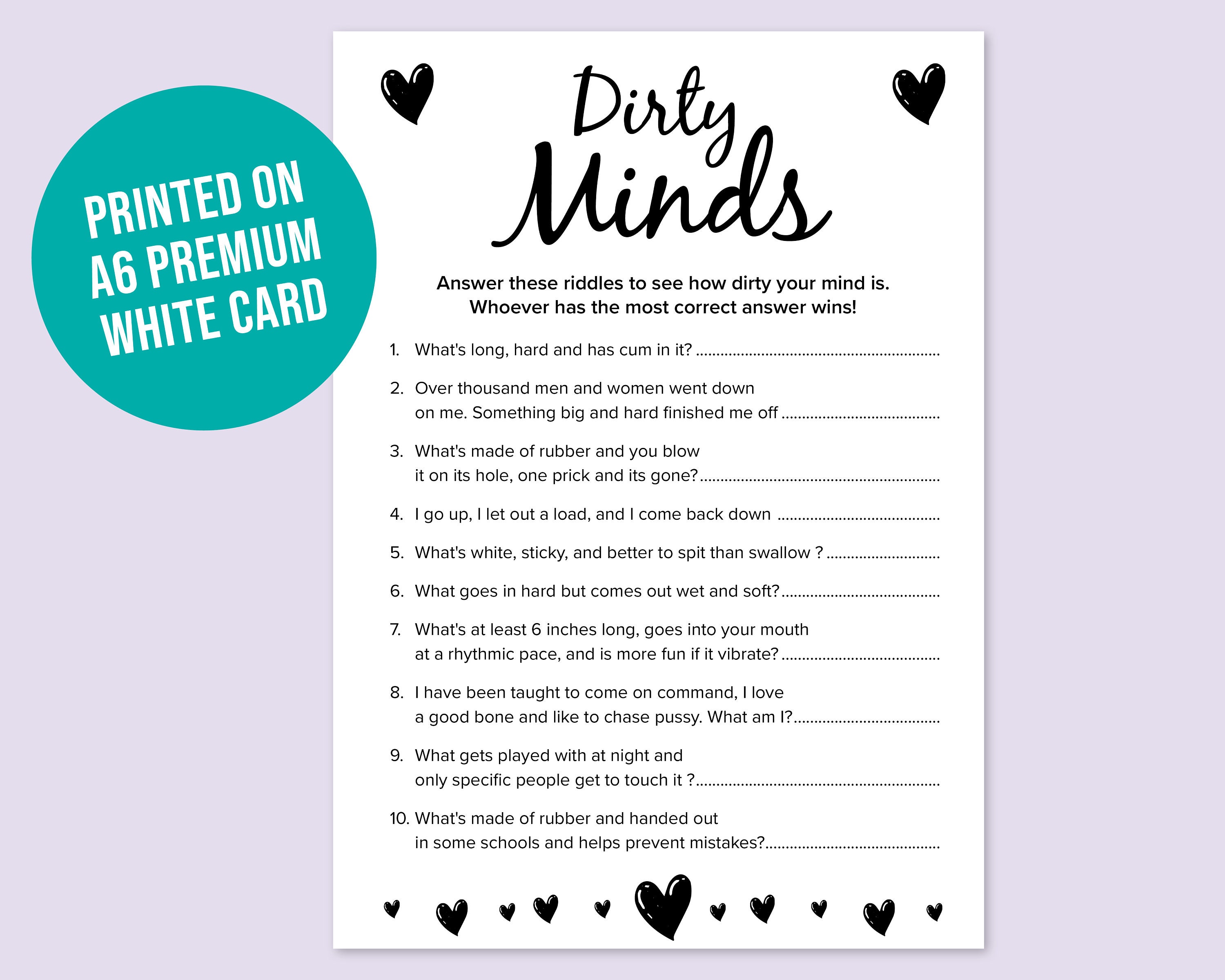 Script Dirty Minds Game Card Dirty Riddles Bachelorette 