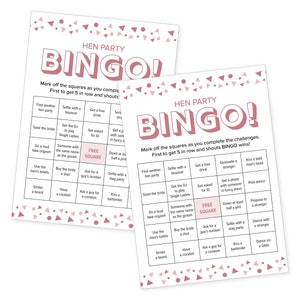 Hen Party Games, Hen Party Bingo Game, Hen Do Game, Hen Do Bingo ...