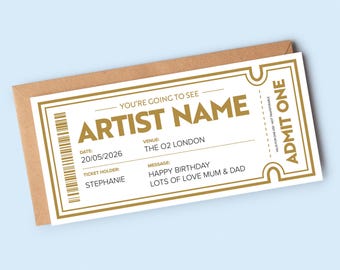 Personalised Gift Ticket | Concert Ticket Reveal | Custom Surprise Card For Boyfriend