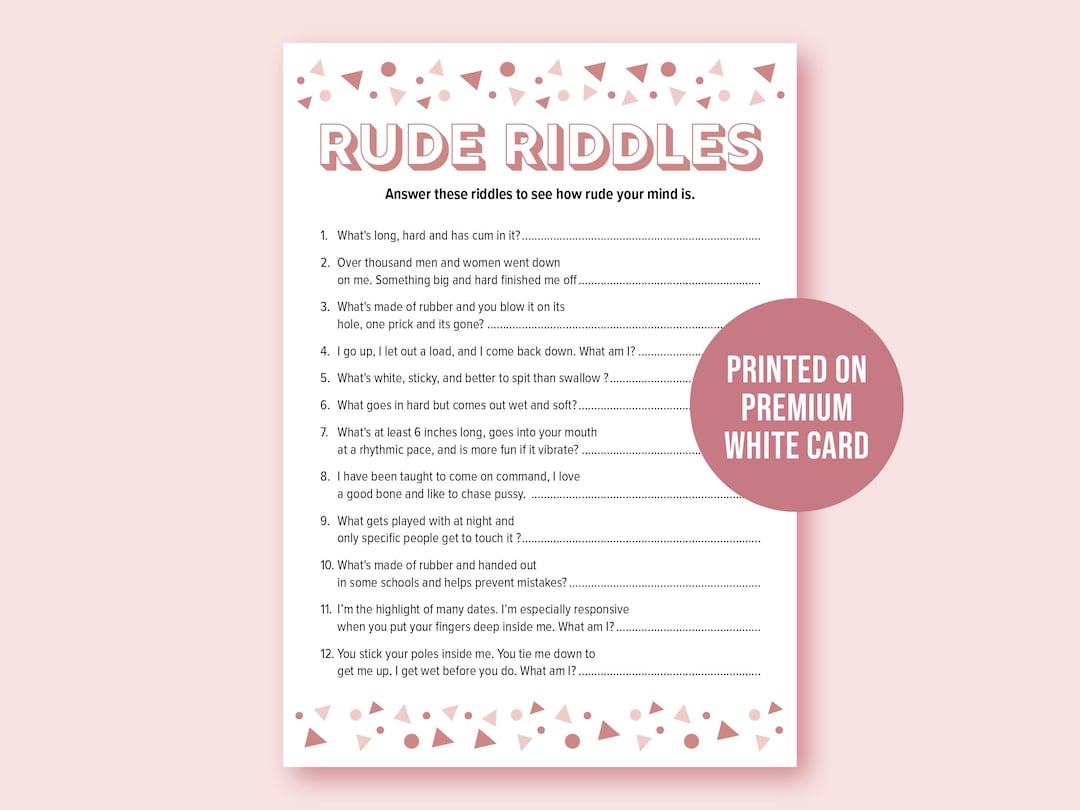 Rude Riddles Game: Dirty Minds Hen Party Game (A6 Card) - Etsy