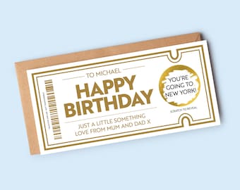 Personalised Scratch Card Gift | Concert Ticket Reveal Surprise Gift | Custom Event Reveal Luxury Card For Birthday Surprise