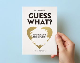 Guess What Scratch Off Reveal Card | Personalised Surprise Card | Custom Birthday Announcement Greeting Card | A6 Folded Card