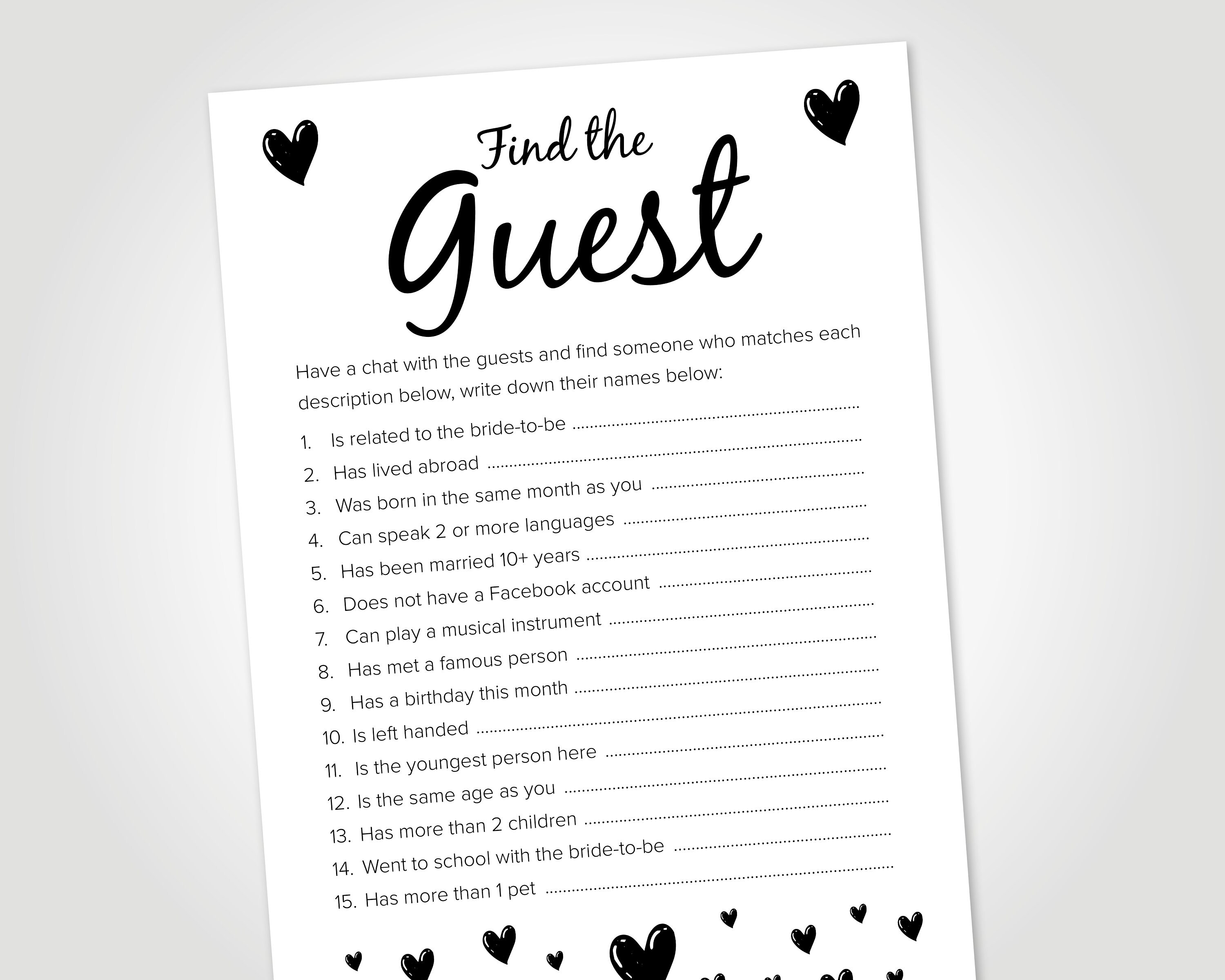 Hen Party Games Find the Guest Hen Do Games Hen Night Etsy UK