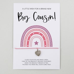 Big Cousin Wish Bracelet, New Big Cousin Gift, Family Gift, Baby Shower Gift, New Baby Gift, BHR001