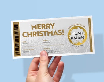 Personalised Merry Christmas Scratch Reveal Ticket | Concert, Event or Theatre Gift | Custom Surprise Scratch Card for Xmas Gift