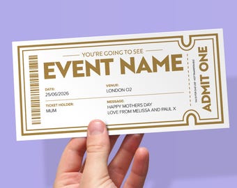 Mothers Day Gift | Personalised Surprise Concert Ticket Reveal | Custom Gift Ticket for Mum