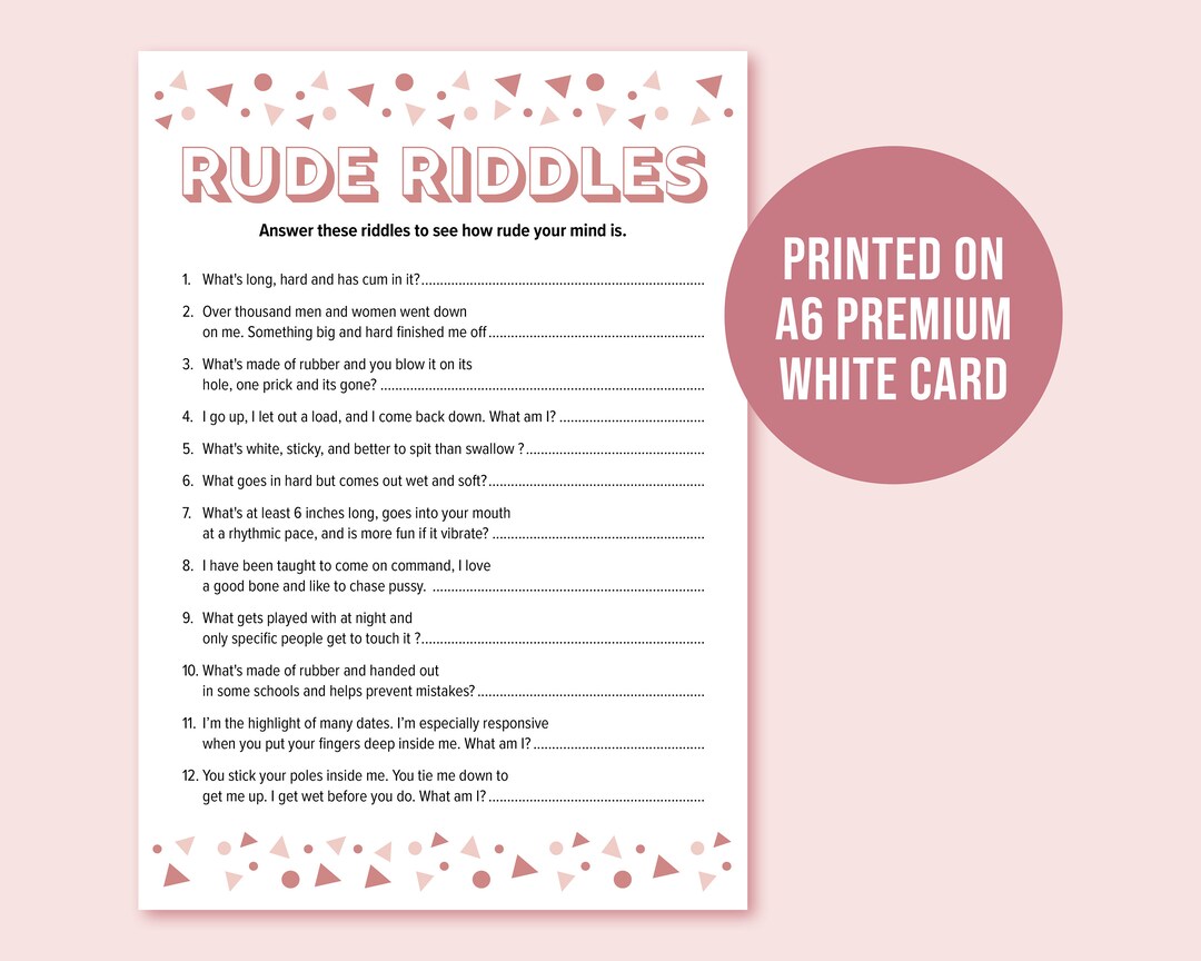 Rude Riddles Game: Dirty Minds Hen Party Game (A6 Card) - Etsy