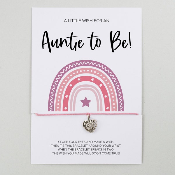 New Auntie Wish Bracelet, Auntie to Be, Aunty Gift, Auntie Card, Auntie Present, Congratulations on becoming an Auntie, BHR001