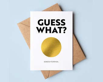 Guess What Scratch Off Reveal Card | Personalised Surprise Card | Custom Birthday Announcement Greeting Card | A6 Folded Card