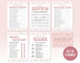 Hen Party Games Bundle: Bingo, Bride & Groom, Selfie Challenge