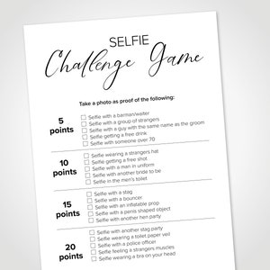Hen Party Game, Selfie Photo Challenge, Hen Games, Bridal Shower Games ...