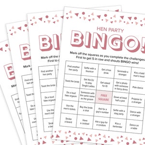 Hen Party Games, Hen Party Bingo Game, Hen Do Game, Hen Do Bingo ...