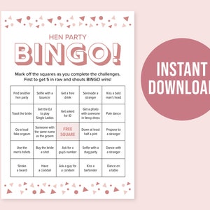 Juegos de despedida de soltera, juego de bingo de despedida de soltera, descarga instantánea, juego de despedida de soltera, bingo de despedida de soltera, juegos de despedida de soltera, bingo de novia, DIG007