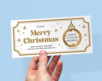 Personalised Christmas Scratch Reveal Ticket | Concert, Event or Theatre Gift Voucher | Custom Surprise Scratch Card for Christmas