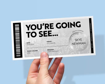Personalised Scratch Card Reveal Ticket | Concert, Gig or Theatre Gift | Custom Surprise Birthday Scratch Card for Music Lover