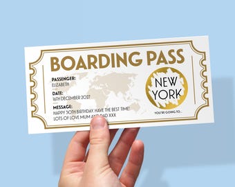 Personalised Holiday Scratch Card | Scratch Reveal Ticket | Custom Boarding Pass for Surprise Trip | Birthday Gift For Boyfriend Girlfriend