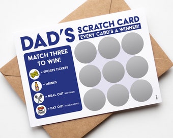 Gifts for Dad, Dads Scratch Card, Fathers Day, Dads Birthday, Dad Christmas Presents, Birthday Gift for Dad, Surprise Gift, Best Dad
