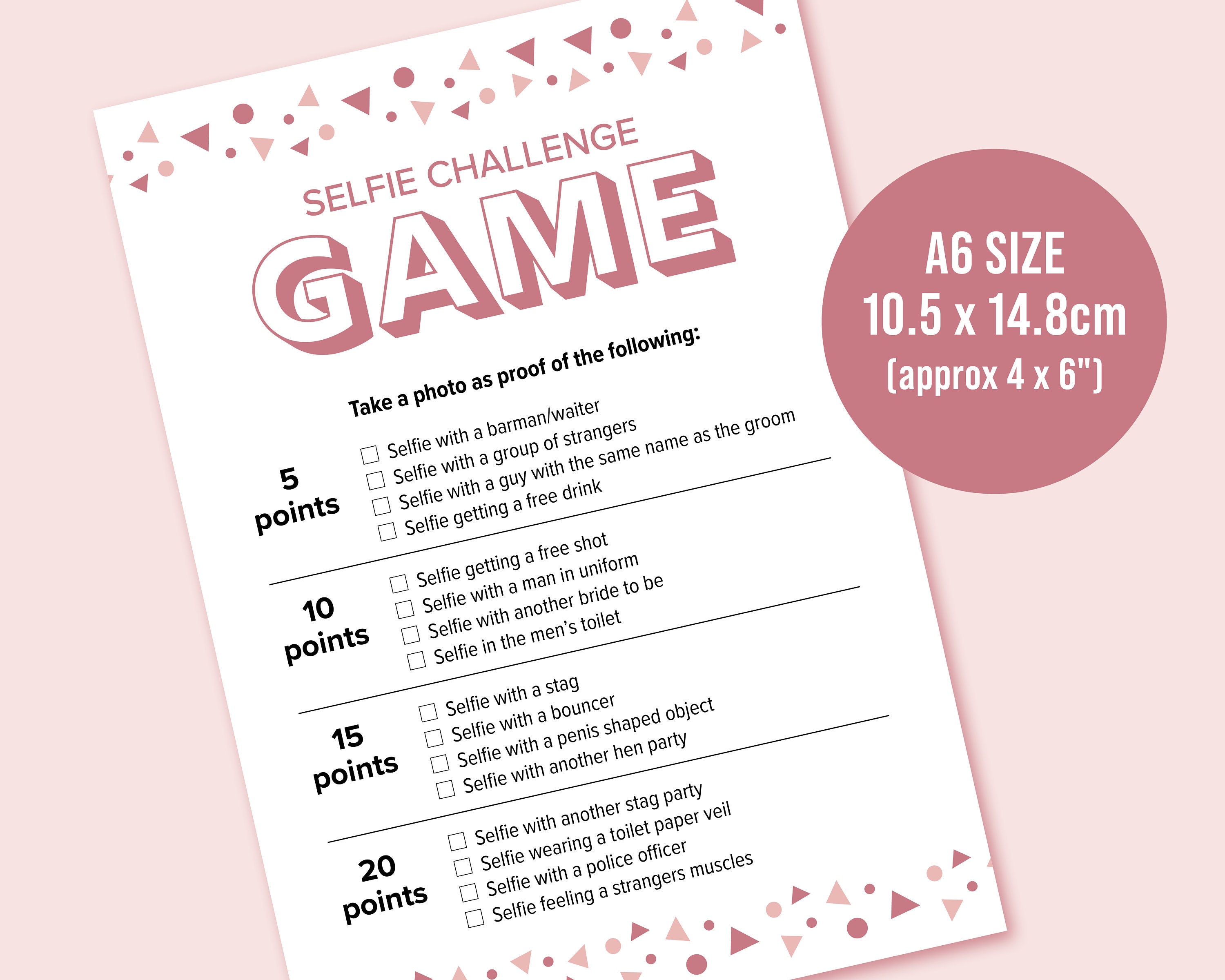 Hen Party Games Selfie Challenge Hen Party Selfie Challenge - Etsy UK