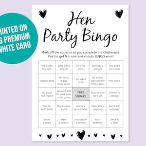 Hen Party Game Bingo Game Bridal Shower Games Bachelorette - Etsy UK