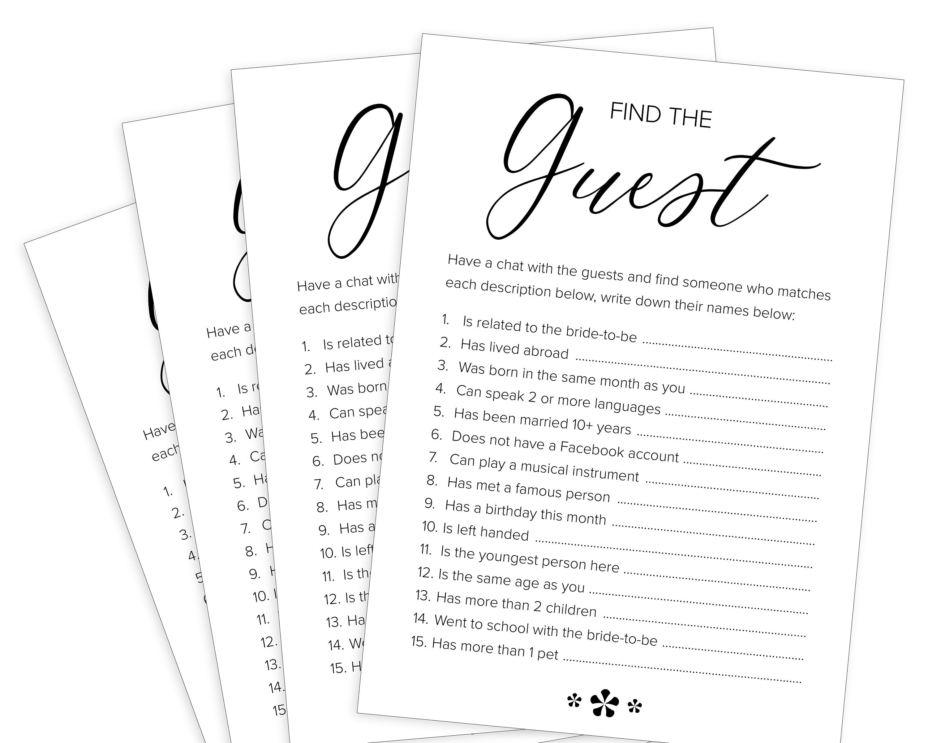 Hen Party Games Find the Guest Game Cards Hen Party | Etsy UK