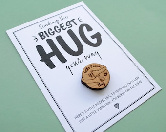 Anxiety Pocket Hug Gift | Wooden Worry Token with Poem Card | Encouragement Keepsake For Daughter or Son
