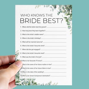 Wer kennt die Braut am besten, Hen Party Spielkarten, lustiges Hen Party Spiel, Brautparty Quiz, Mädchennachtaktivität, Braut als Andenken