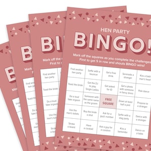 Hen Party Games, Hen Party Bingo Game, Hen Do Game, Rose Gold, Hen Do ...