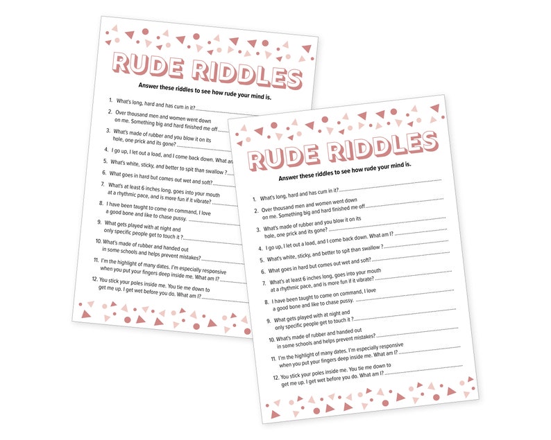 Hen Do Rude Riddles Rude Riddles Game: Dirty Minds Hen Party Game (A6 Card) - Etsy
