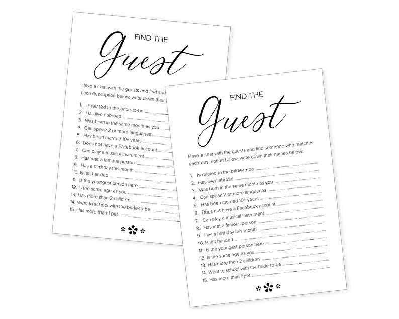 Hen Party Games Find The Guest Game Cards Hen Party Etsy UK