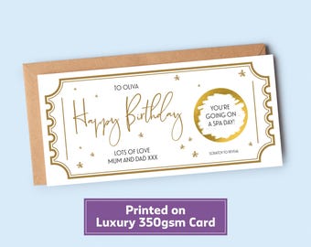 Personalised Birthday Scratch Ticket | Scratch Reveal Ticket | Voucher for Experience Day or Concert | Gift for Him