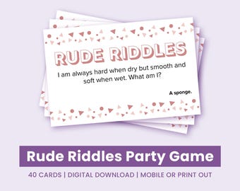 Rude Riddles | Hen Party Game | Instant Digital Download | Printable Last Minute Game for Bachelorette Shower