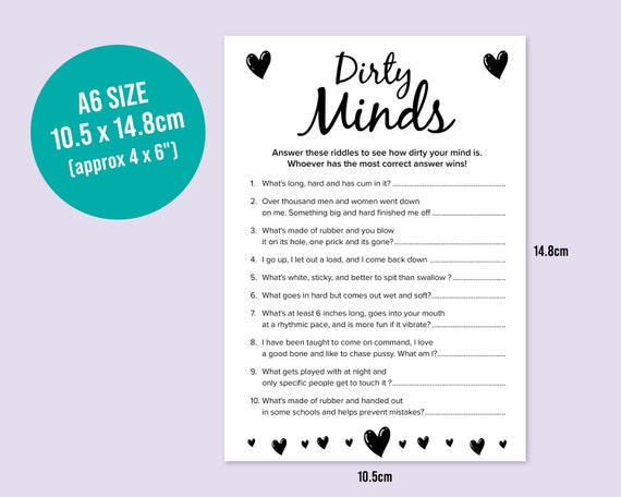 Script Dirty Minds Game Card Dirty Riddles Bachelorette 