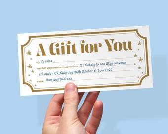 Custom Gift Voucher | Concert, Birthday or Theatre Gift | Personalised Blank Ticket for Surprise Experience Gift
