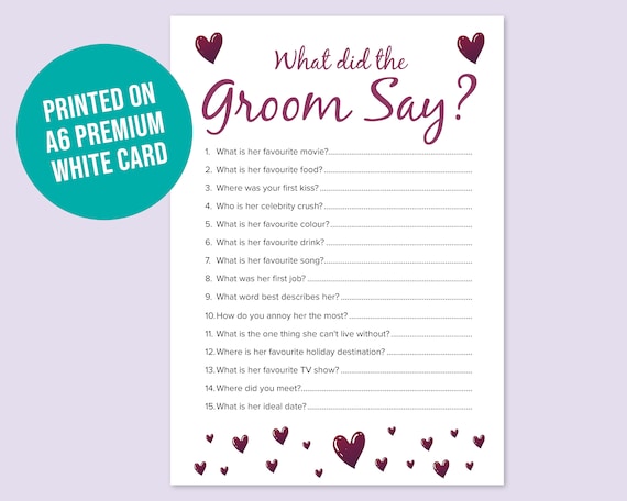 Hochzeits-Dusch-Spielkarten „What Did The Groom Say“ – Set Für 25 Gäste, Perfekt Für Brautpartys