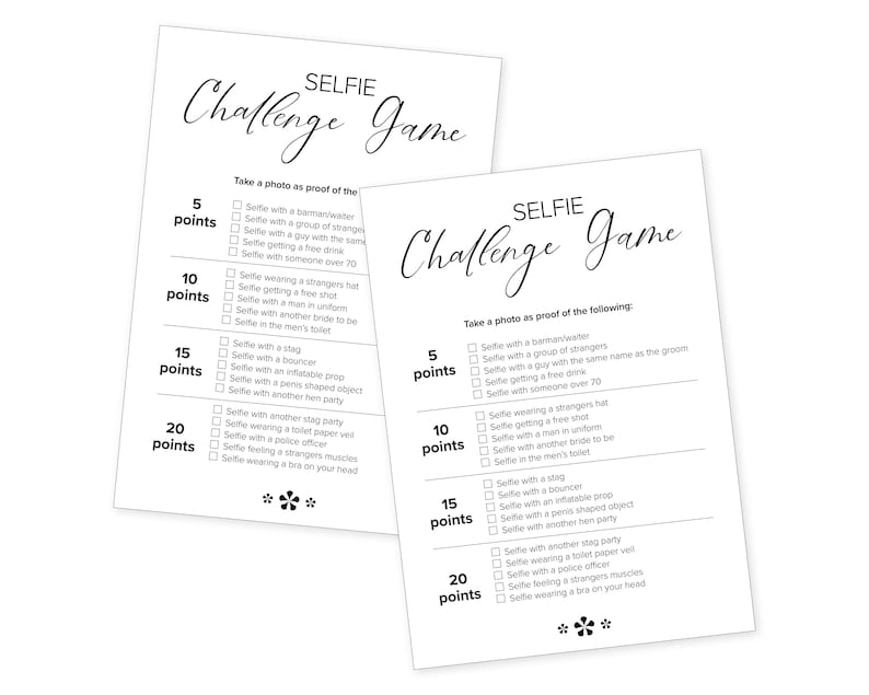 Hen Party Game Selfie Photo Challenge Hen Games Bridal - Etsy UK