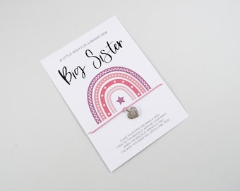 Big Sister Wish Bracelet: Boho Rainbow Sibling Gift