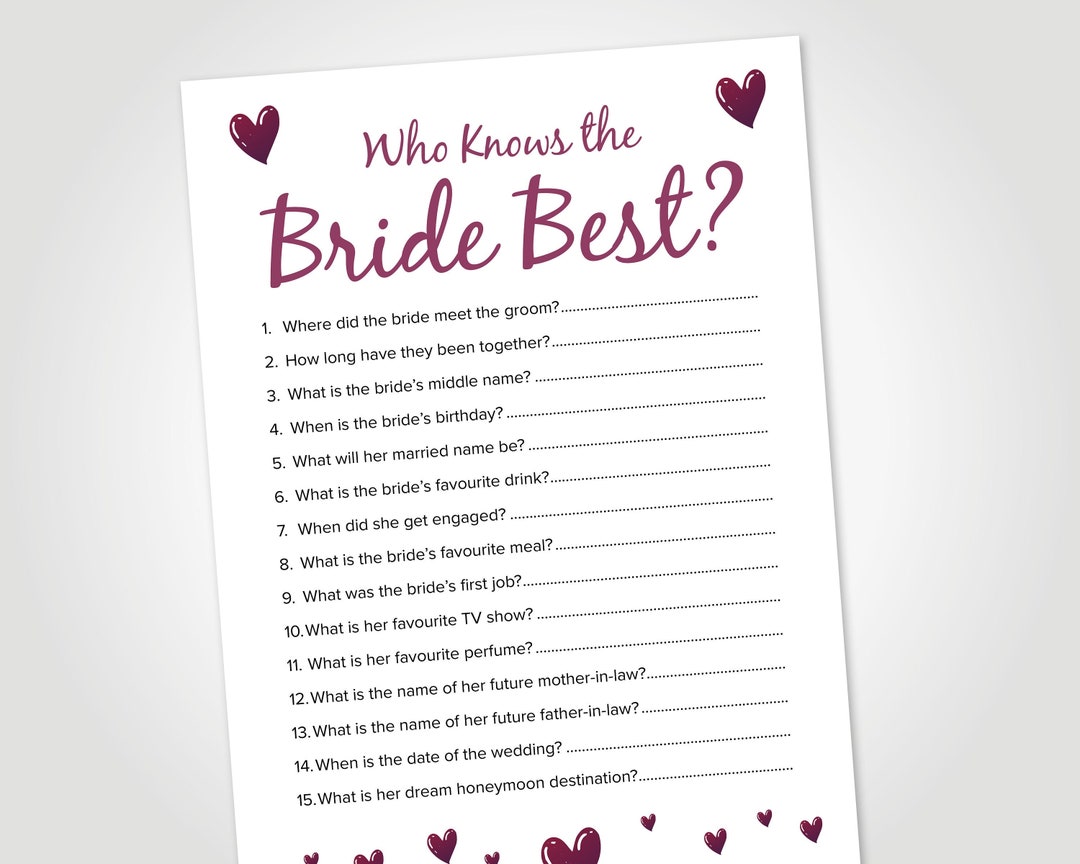Hen Party Games | Who Knows Bride Best Game Cards | Hen Party Favours ...