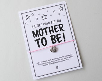 Baby Shower Gifts | New Mum Gift | Silver Charm Wish Bracelet and Card | Gift for First Time Mum