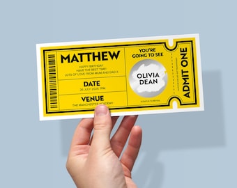 Personalised Scratch Card | Concert Ticket Reveal | Theatre Gig Reveal Gift for Birthday