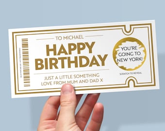 Birthday Scratch Card Ticket | Personalised Scratch To Reveal Gift Voucher