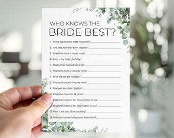 Who Knows the Bride Best, Hen Party Game Cards, Funny Hen Party Game, Bridal Shower Quiz, Girls Night Activity, Bride to Be Keepsake
