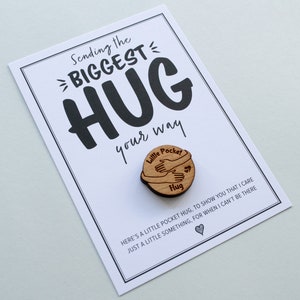 Personalised Pocket Hug Token, Sending a Hug, Cheer Up Gift, Thoughtful Gift for Friend, Wooden Hug Token Card, Pick Me Up Friend Gift