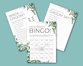 Hen Party Games Bundle: Bingo, Bride & Groom Trivia