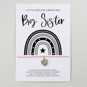 New Big Sister Wish Bracelet, Big Sister Gift, New Sibling Gift, New Sister Card, Gift for Sister, New Baby Gift, BHR003